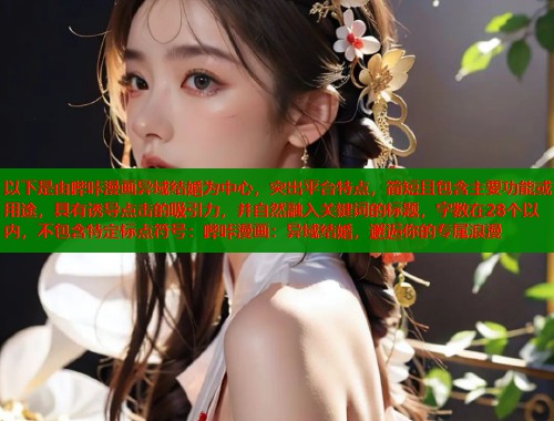 以下是由哔咔漫画异域结婚为中心，突出平台特点，简短且包含主要功能或用途，具有诱导点击的吸引力，并自然融入关键词的标题，字数在28个以内，不包含特定标点符号：哔咔漫画：异域结婚，邂逅你的专属浪漫